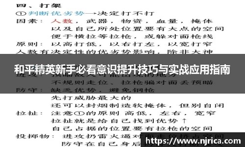 和平精英新手必看意识提升技巧与实战应用指南